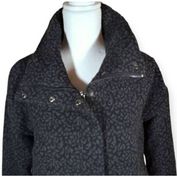 H&M CHARCOAL GRAY LEOPARD PRINT WOOL COAT SZ.6 EUC. - Picture 3 of 10
